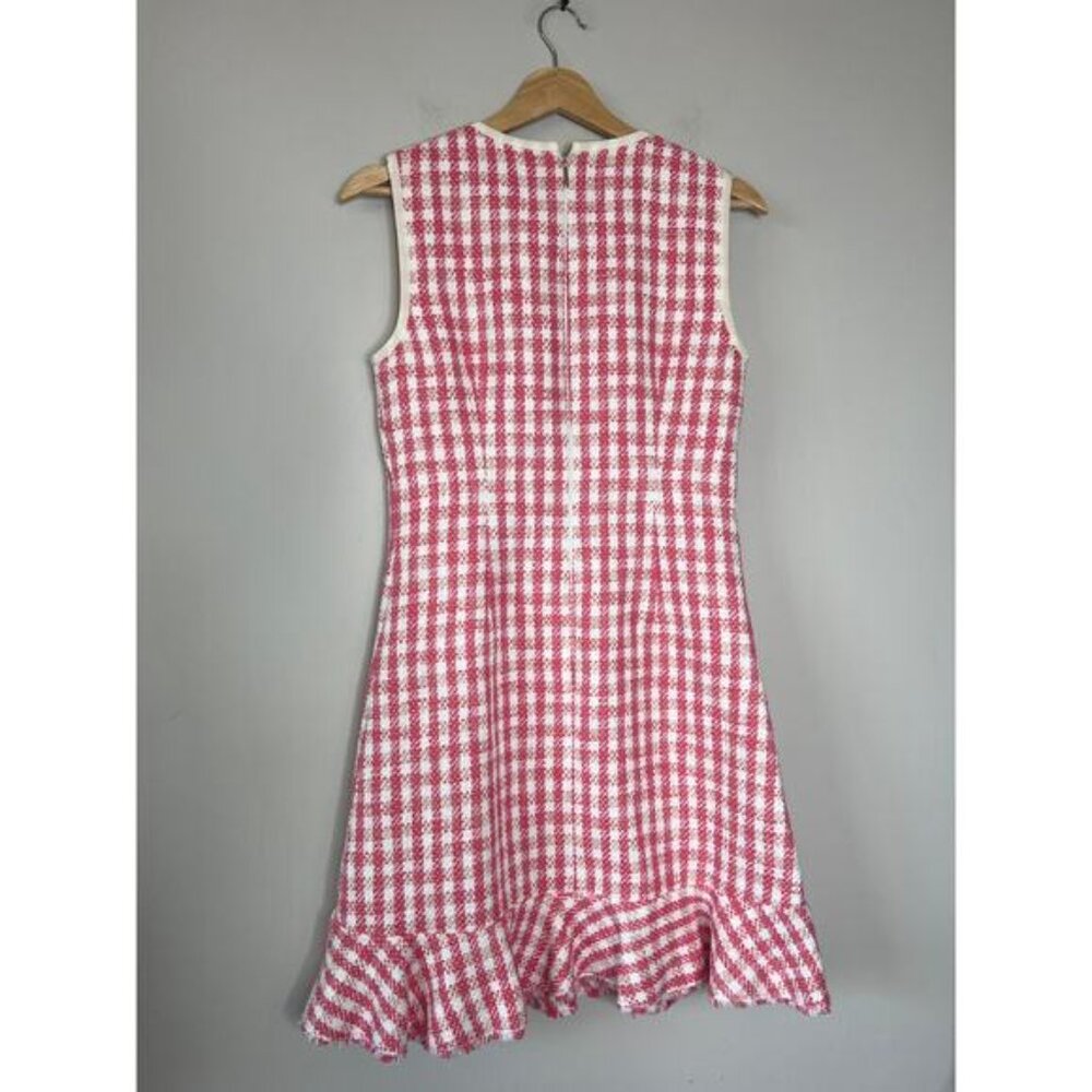 NEW Kate Spade Plaid Print Round Neckline Sleeveless Mini Dress Pink Size: 4 - Picture 5 of 6